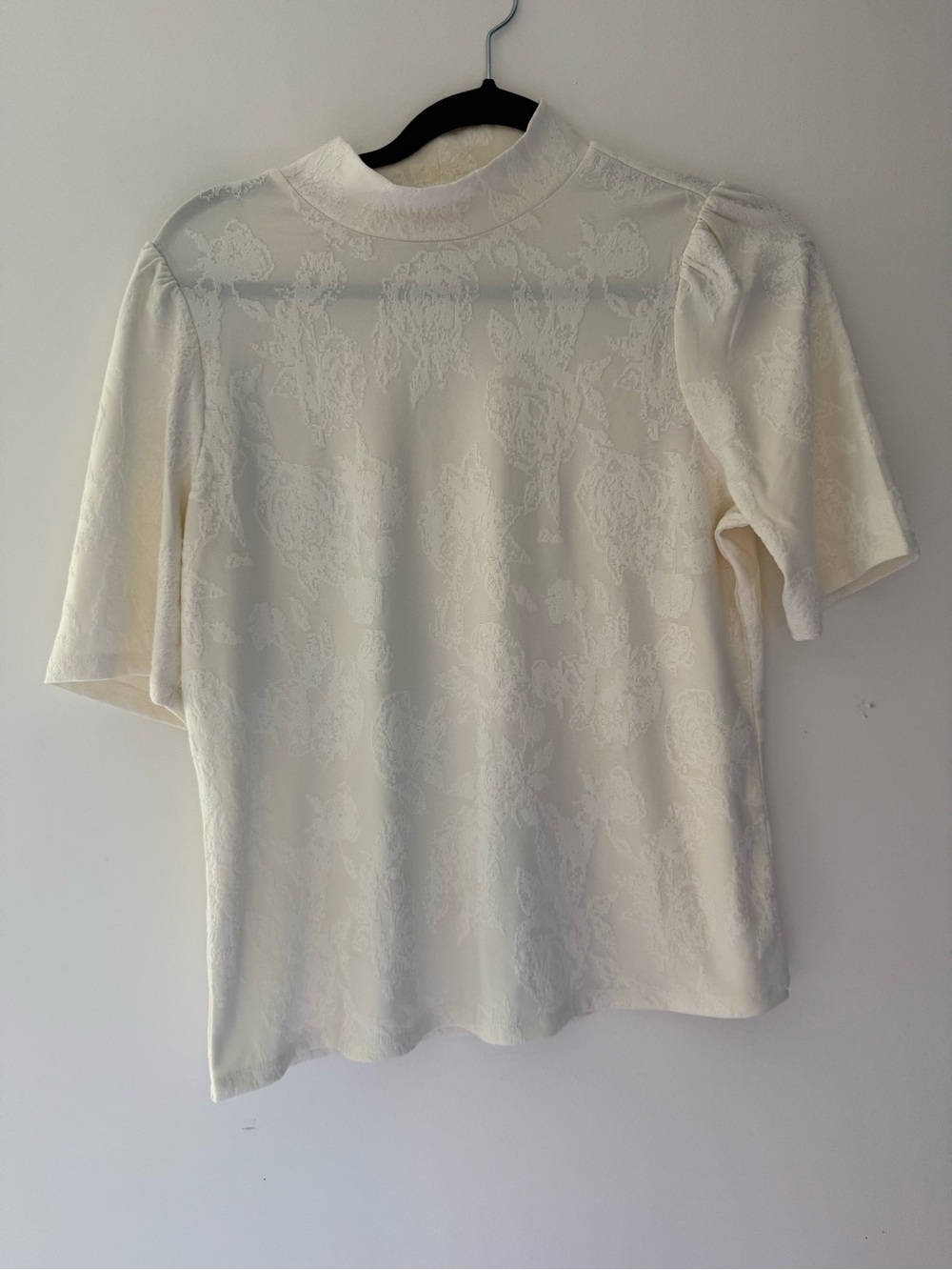 Vintage Cream Short Sleeve Mock Neck Tee